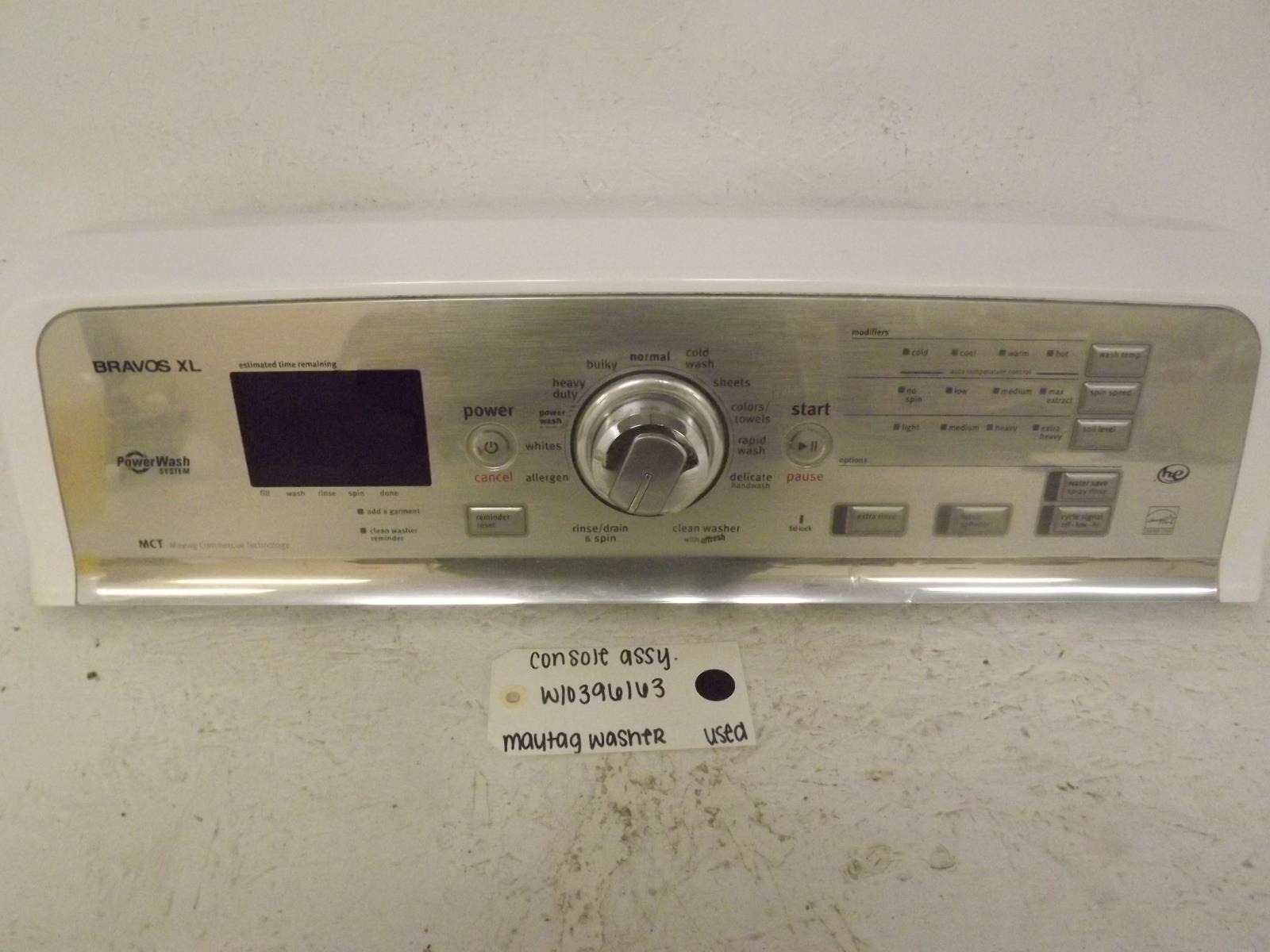 Maytag Washer W10396163 Control Panel Assembly Used Maytag Washer W10396163 Control Panel Assembly Used